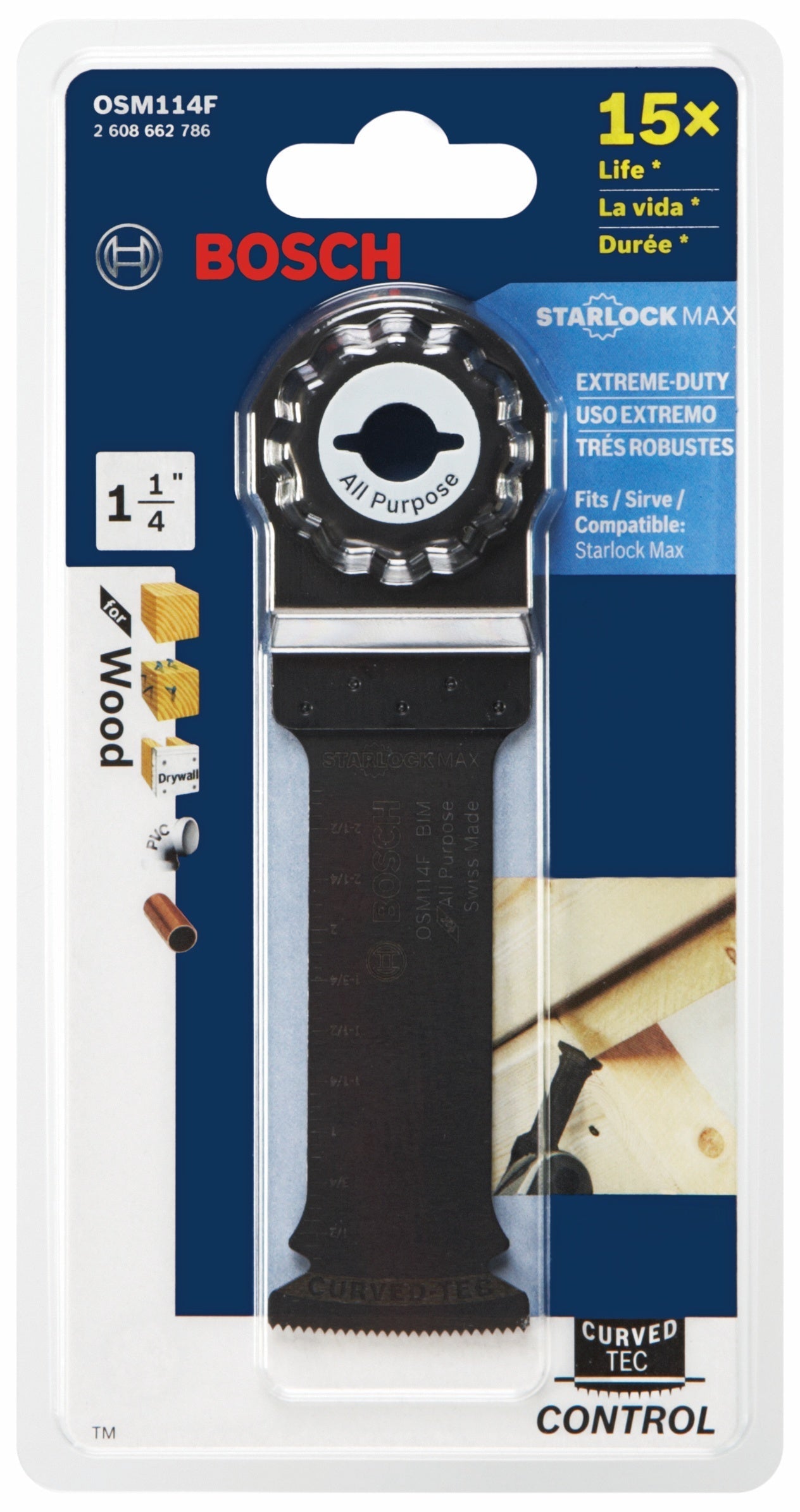 BOSCH OSM114F 1-1/4 In. StarlockMax® Oscillating Multi Tool Bi-Metal Plunge Cut Blade VM Hardware