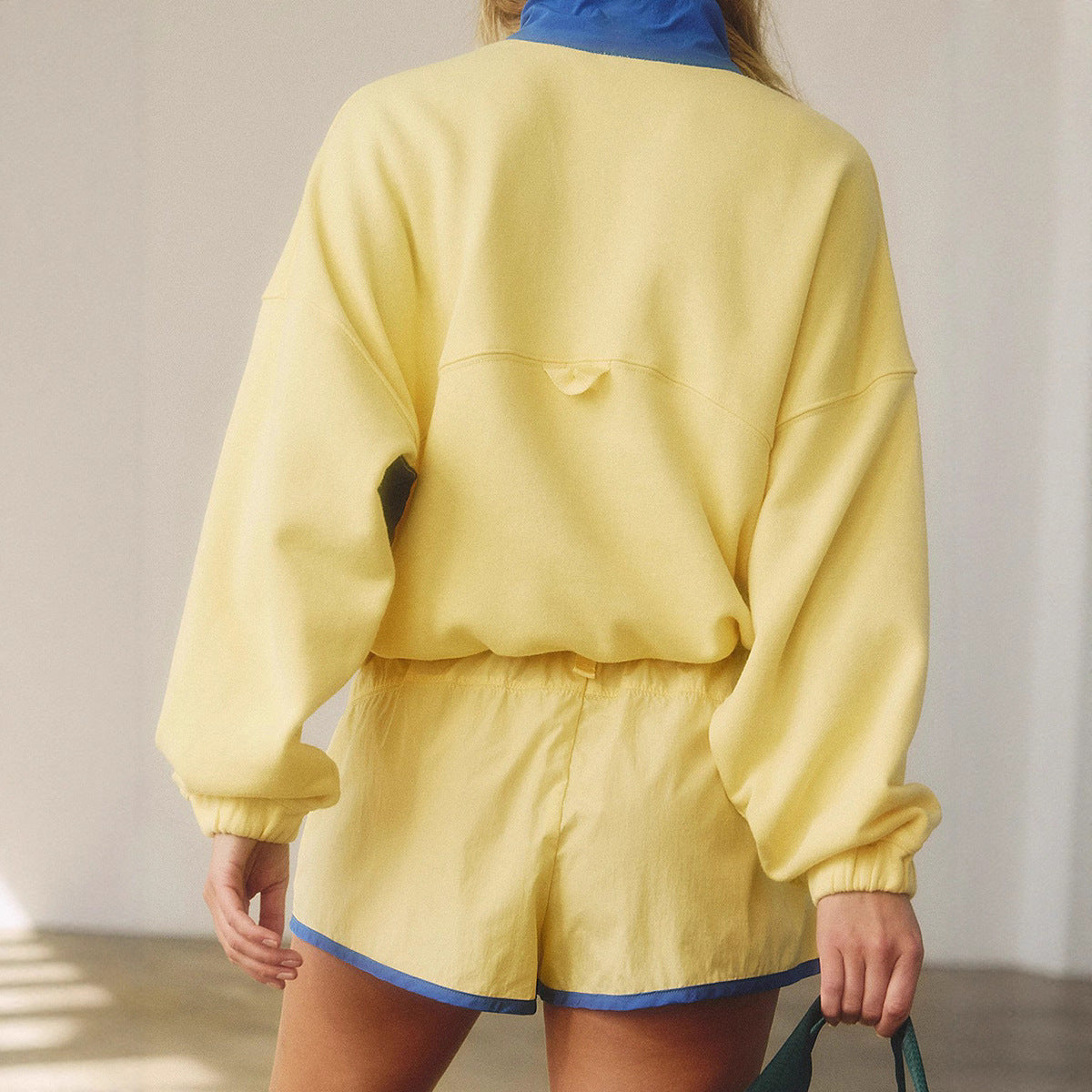 Women's Long-Sleeve Contrast Color 2-Piece Set – Top & Cropped Pants FitiqueFit
