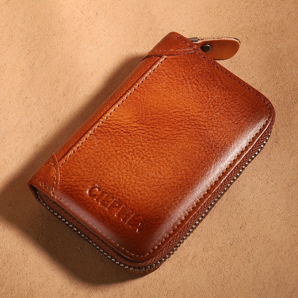Genuine Leather Men's Wallet/Ultra-Thin Top-Grain Cowhide/Compact Multi-Function ID Credit Card Holder/RFID Blocking/Blessing Card Set/Christmas Valentine's Day Father's Day Gift NovaCart