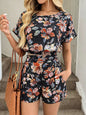 Floral Print Crop Top and Shorts Set New Era Fashion LLc