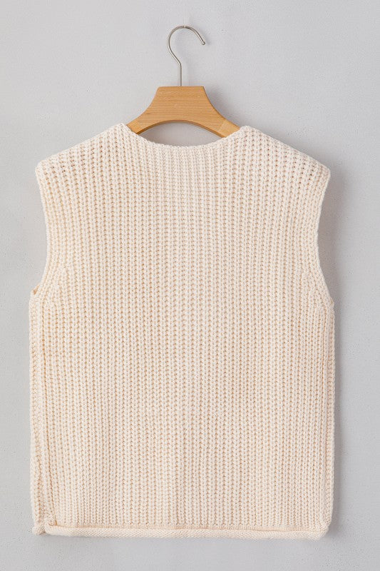 Solid Textured Buttoned Oversized Sweater Vest Shop Style & More | Fresh Looks, Everyday Deals & Free Shipping