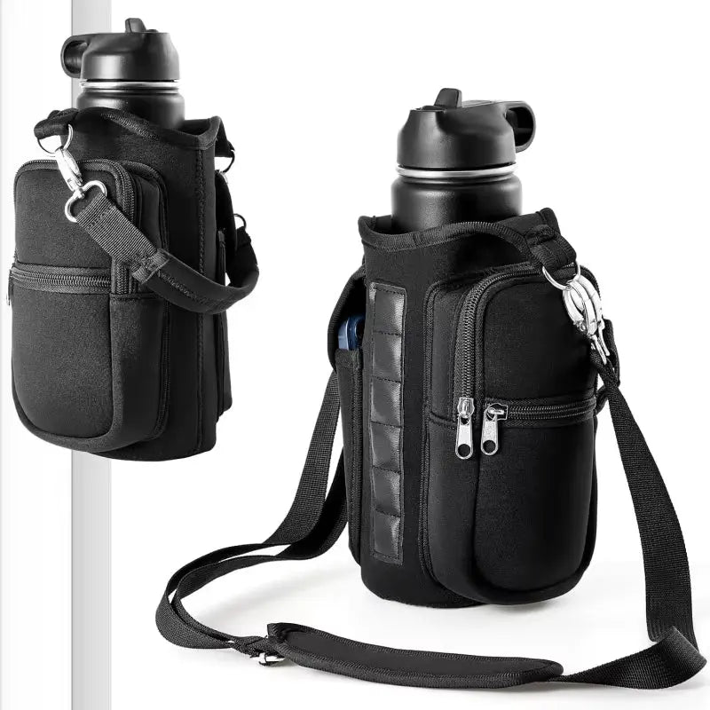 Magnetic Water Bottle Holder - Versatile Carrier Bag with Phone Pocket and Adjustable Strap for Gym and Outdoor Activities