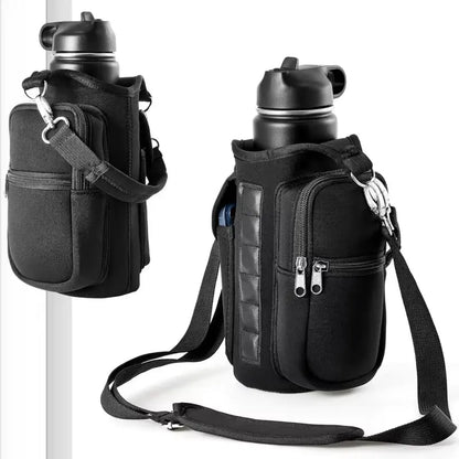 Magnetic Water Bottle Holder - Versatile Carrier Bag with Phone Pocket and Adjustable Strap for Gym and Outdoor Activities