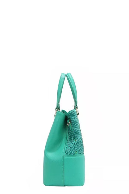 Nicole Lee USA Monogram Pattern Handbag with Rhinestones Decor New Era Fashion LLc