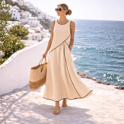 Mediterranean Contrast Color Vacation Dress – 7 Colors, S–3XL FitiqueFit
