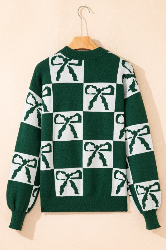 Checker Bow Crewneck Sweater Shop Style & More | Fresh Looks, Everyday Deals & Free Shipping