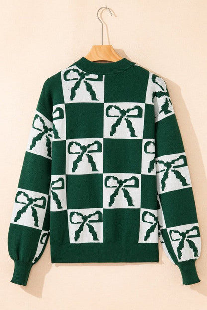 Checker Bow Crewneck Sweater Shop Style & More | Fresh Looks, Everyday Deals & Free Shipping