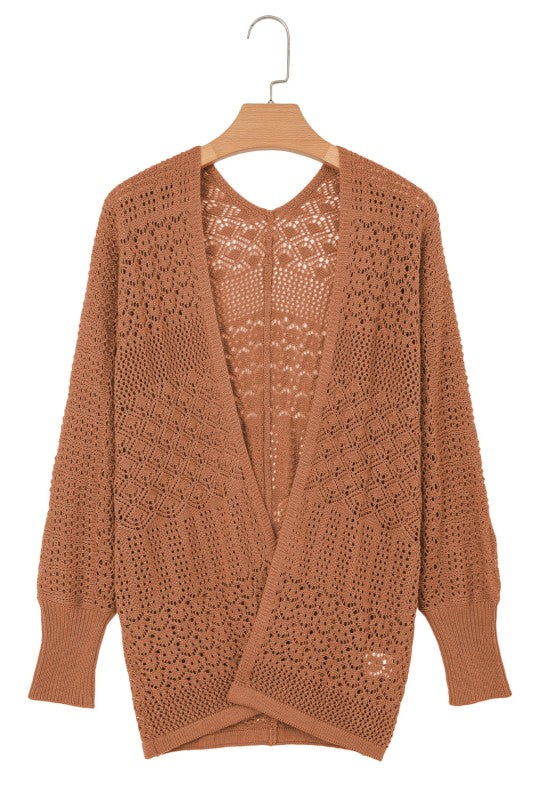 Solid Hollow Knit Open-Front Cardigan Shop Style & More | Fresh Looks, Everyday Deals & Free Shipping