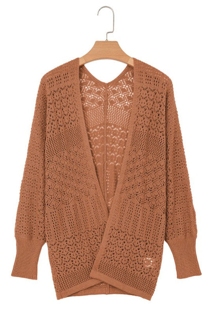 Solid Hollow Knit Open-Front Cardigan Shop Style & More | Fresh Looks, Everyday Deals & Free Shipping