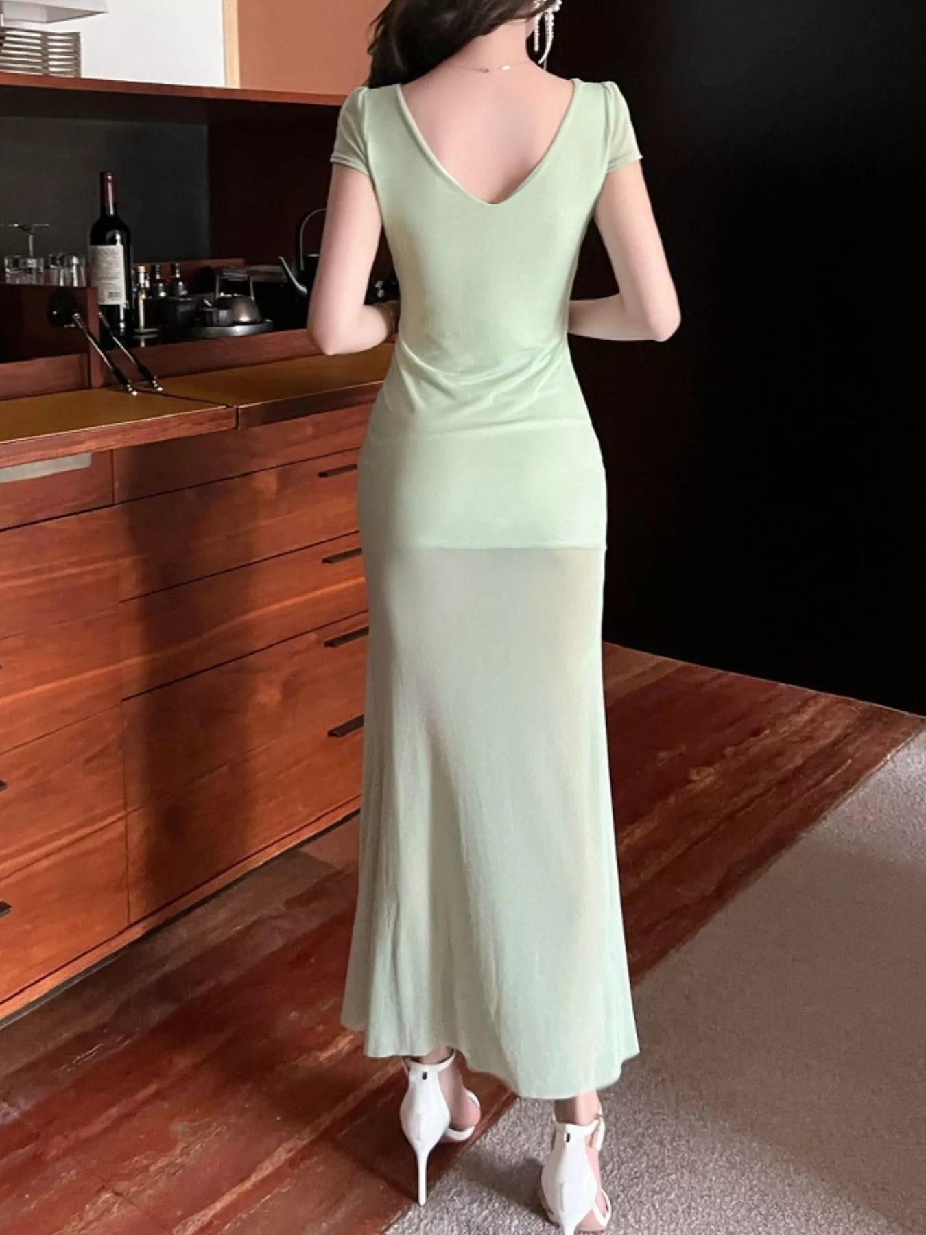 Tie-Dye Surplice Ruffle Slit Dress New Era Fashion LLc