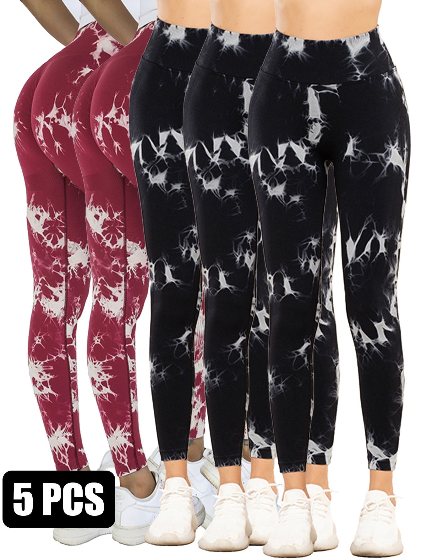 5-Pack Tie Dye Cut-Out Leggings FitiqueFit