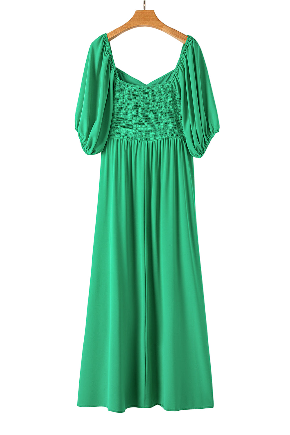 Bright Green Ruched Front Puff Sleeve Plus Size Long Dress Garden Naked Curves