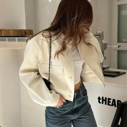 Women's Solid Color Long Sleeve Baseball Jacket FitiqueFit