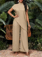 Asymmetrical Sleeveless Top & Pants Set – Women’s Two-Piece FitiqueFit