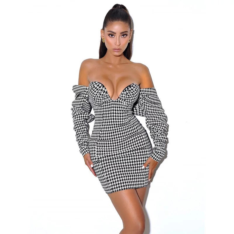 Privilege Houndstooth Dress Porshia By Porshia Banks