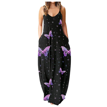 Casual Print Plus Size Sling Long Dress Grayceful LLC