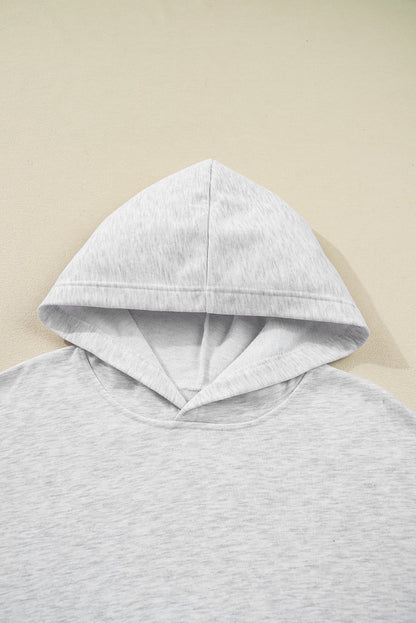 Light Grey Camouflage Patchwork Asymmetric Sleeve Plus Size Hoodie Garden Naked Curves