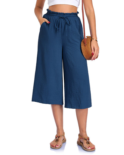 Women’s Elastic Cropped Wide-Leg Pants FitiqueFit