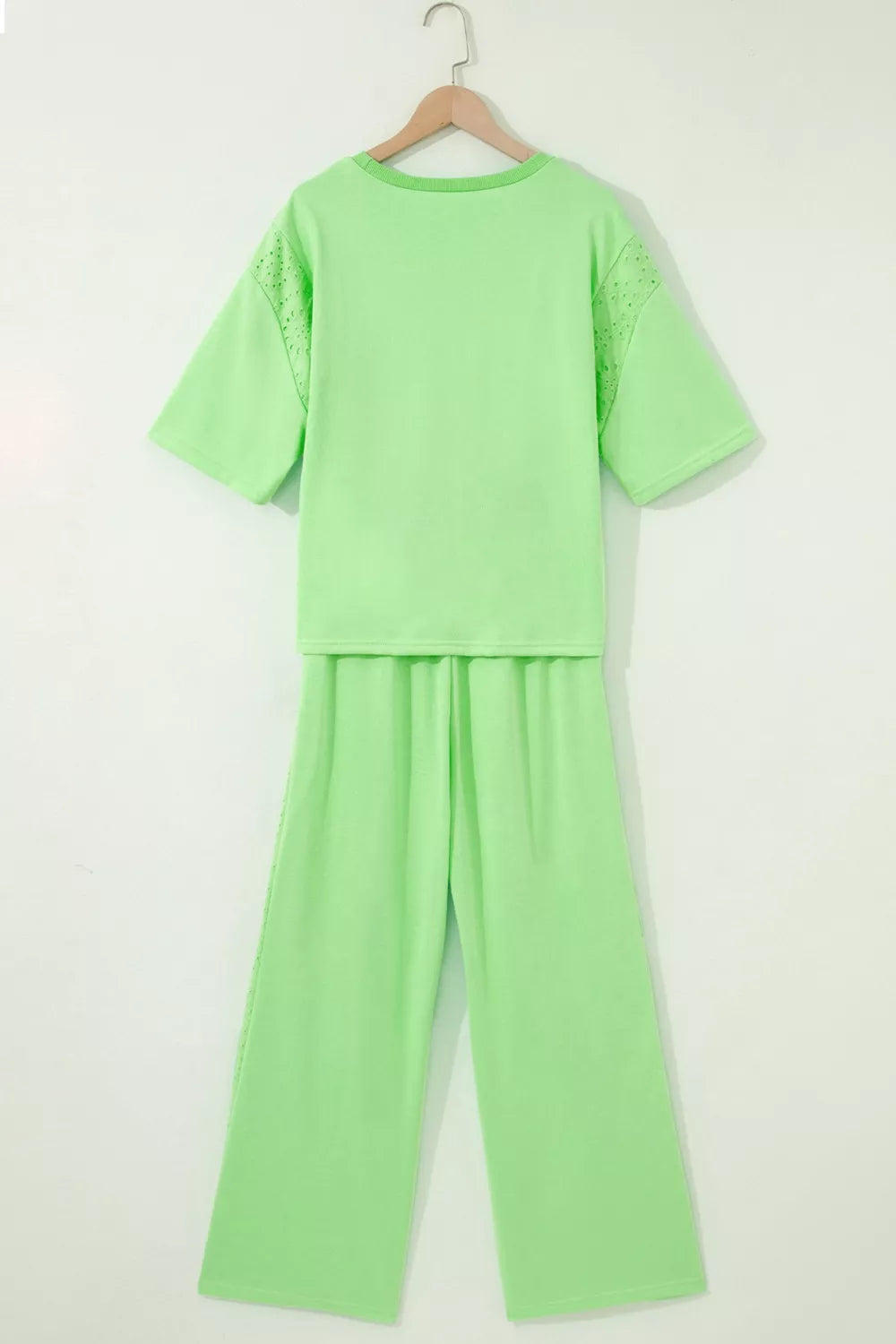 Lace Patchwork Half Sleeve Top Elastic Waist Pants Two Piece Set New Era Fashion LLc