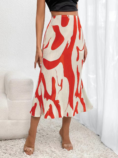 Women's Zebra Print Pleated Skirt – Irregular Hem & Side Slit FitiqueFit