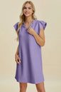 Double Take Full Size Ruffled V-Neck Cap Sleeve Dress West2East Surf