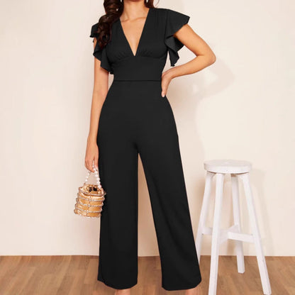 Women's Elegant High-Waist Ruffle Trim Jumpsuit | 3 Colors S–XL FitiqueFit