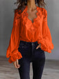 Lace-Panel Puff Sleeve Pleated Ruffle Shirt | Ballet Style FitiqueFit