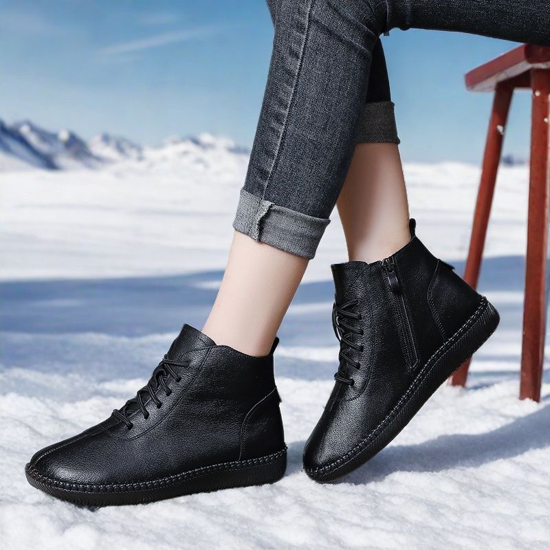 Women’s Genuine Leather Soft-Soled Flat Ankle Boots FitiqueFit