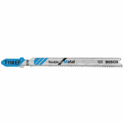 BOSCH T118EF 5pc. 3-5/8 In. 14-18 TPI Flexible for Metal T-Shank Jig Saw Blades VM Hardware