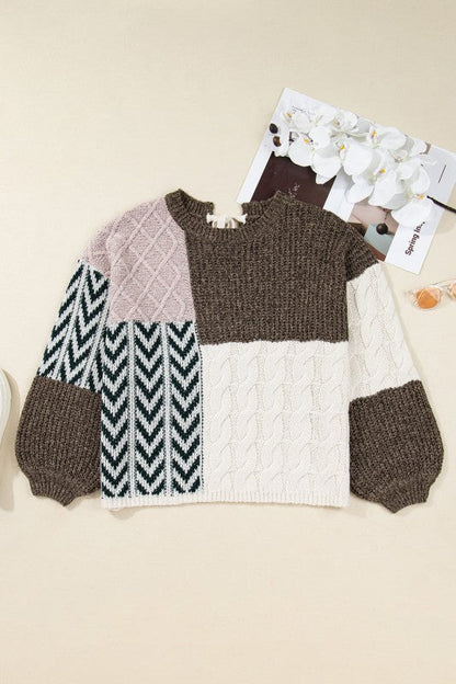Plus Size Colorblock Cable Knit Tie Back Sweater Shop Style & More | Fresh Looks, Everyday Deals & Free Shipping