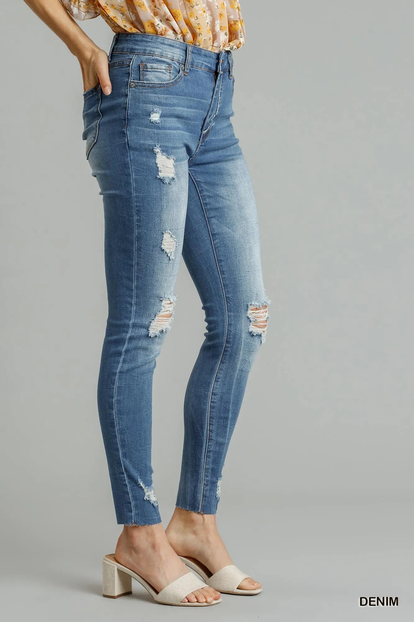 Umgee Distressed Skinny Jeans with Edge Detail West2East Surf