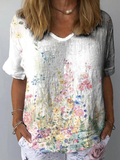Artistic Retro Digital Print Pullover Top – Women’s Chinese Style FitiqueFit