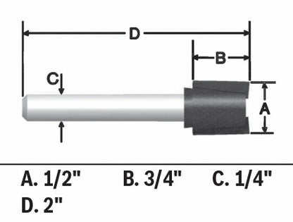 BOSCH 85249MC 1/2 In. x 3/4 In. Carbide-Tipped Hinge Mortising Router Bit VM Hardware