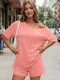 Full Size Boat Neck Tee and Shorts Set Plus Size New Era Fashion LLc