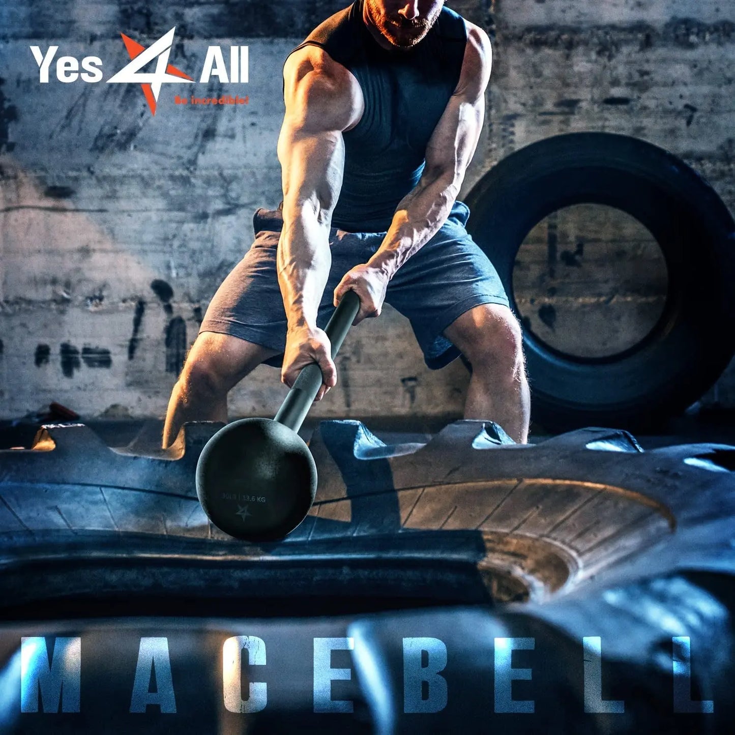 Elevate Your Strength Training with the Versatile 15lb Steel Mace Bell - Perfect for Full Body Workouts, Grip and Shoulder Enhancements