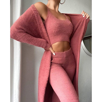 Cozy Pajama Set, 3 Piece Lounge Set, Cute Loungewear, Warm Suit Sets, Matching Set, Lounge Set, 3 Piece Pant Sets, Women Winter Dress Grayceful LLC