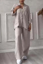 Wide-Leg Pants & Lace-Up Top Two-Piece Set – Solid Color, 12 Colors S–5XL FitiqueFit