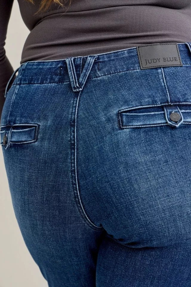 Judy Blue Full Size Mid Rise Bootcut Jeans with Welt Pockets Plus Size Garden Naked Curves