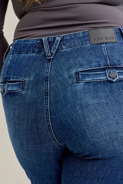 Judy Blue Full Size Mid Rise Bootcut Jeans with Welt Pockets Plus Size Garden Naked Curves