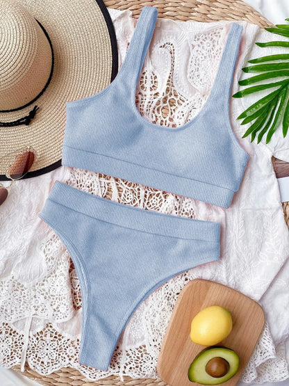 Scoop Neck Wide Strap Two-Piece Swim Set New Era Fashion LLc