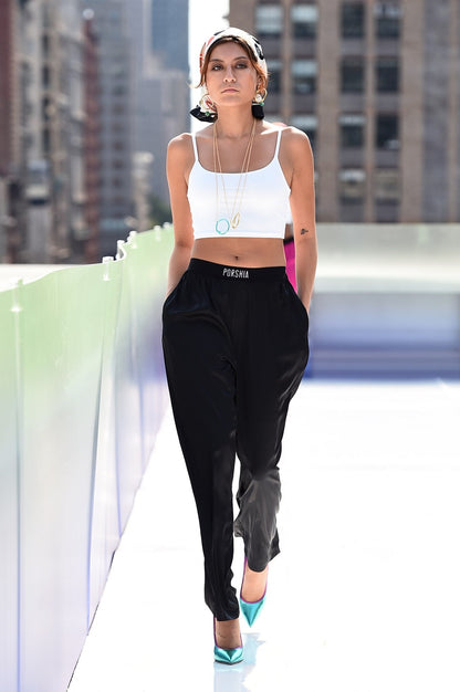 Luxe Black Satin Loungewear Pants Porshia By Porshia Banks
