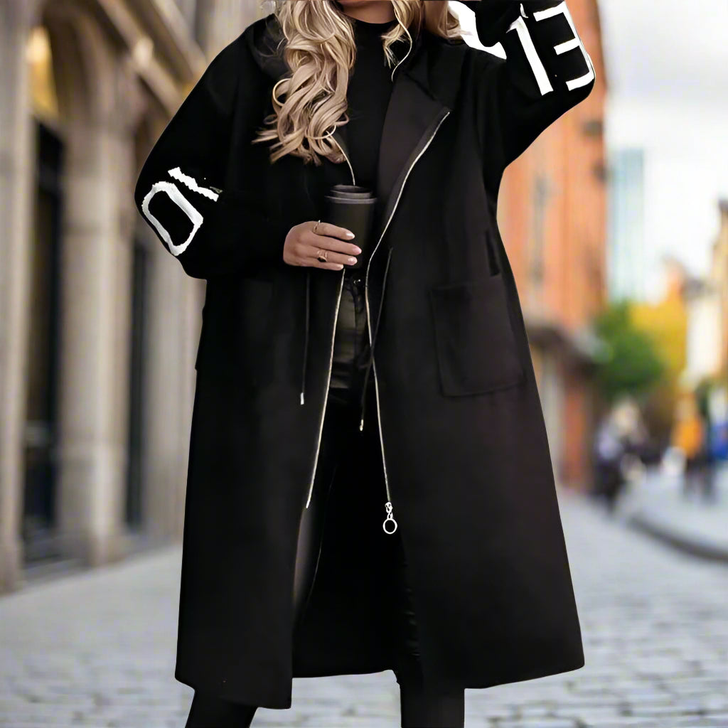 Women’s Letter Print Hooded Coat FitiqueFit