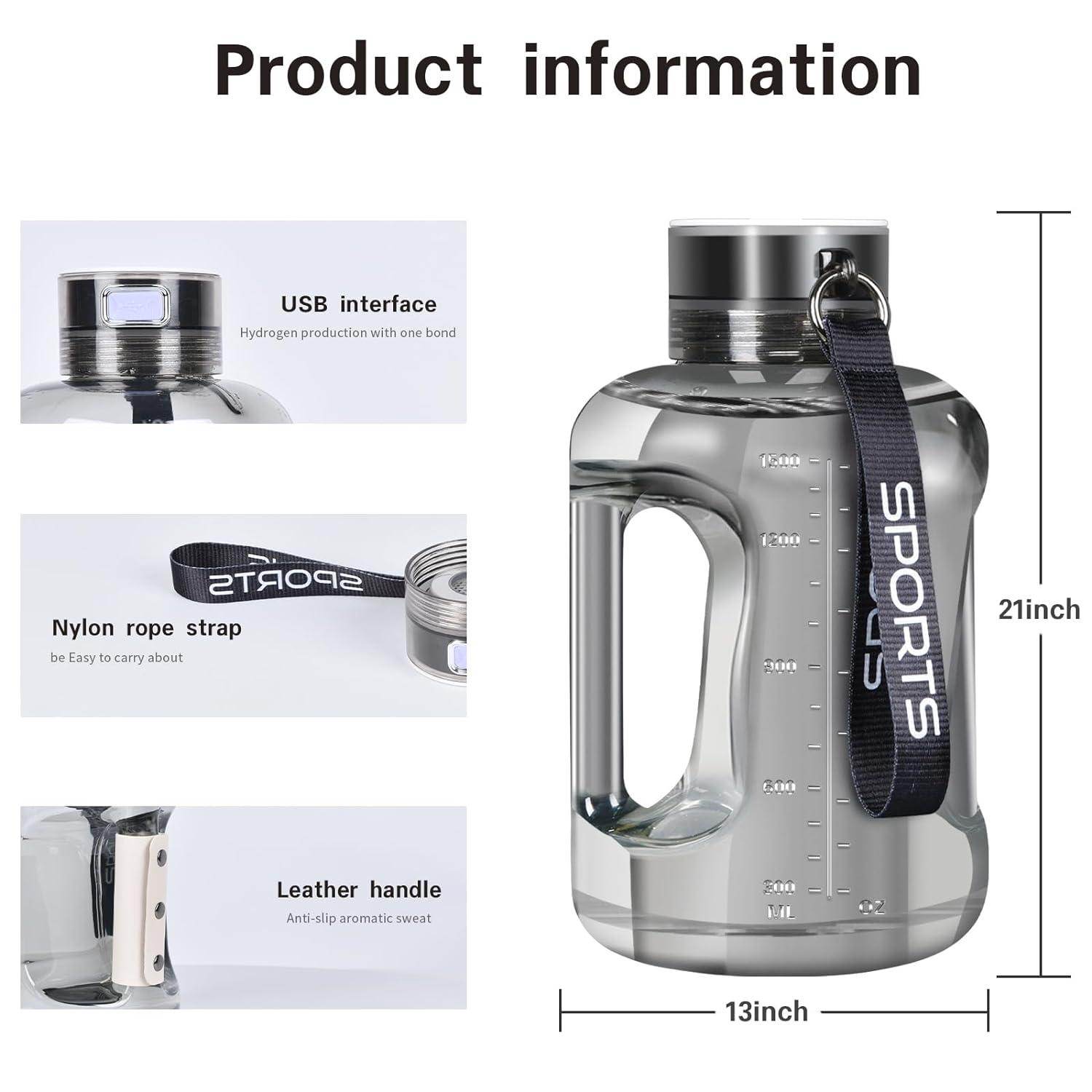 Portable Hydrogen Water Bottle 1.5L Rich Molecular SmartPursue™