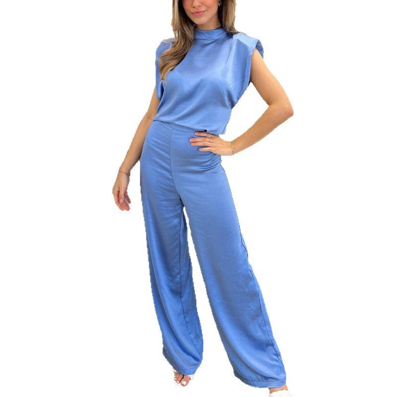 Backless Evening Dress Jumpsuit Solid Color Casual Straight Pants Grayceful LLC