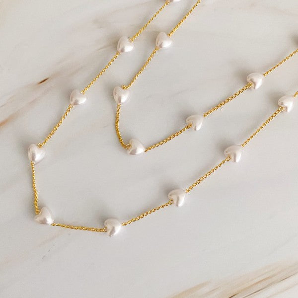 Pearl Heart Long Chain Necklace Shop Style & More | Fresh Looks, Everyday Deals & Free Shipping