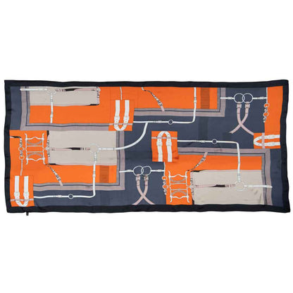 Celine - Stylized Equestrian Scarf in Tangerine and Deep Blue Urban-Equestrian