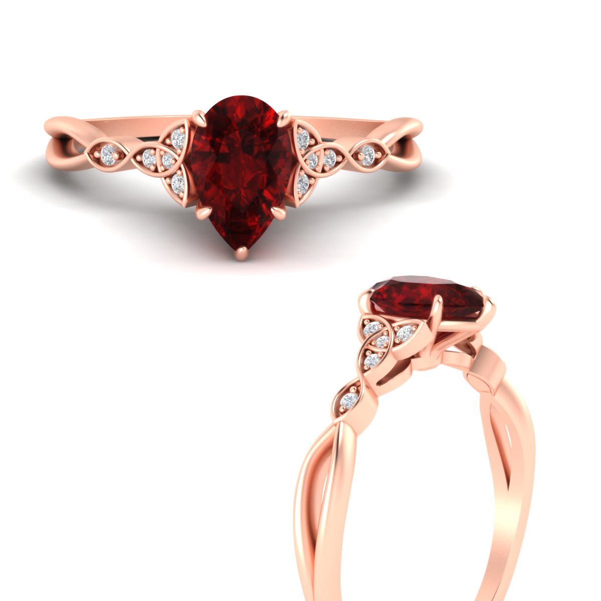 Celtic Knot Pear Shaped Colored Ring Fascinating Diamonds
