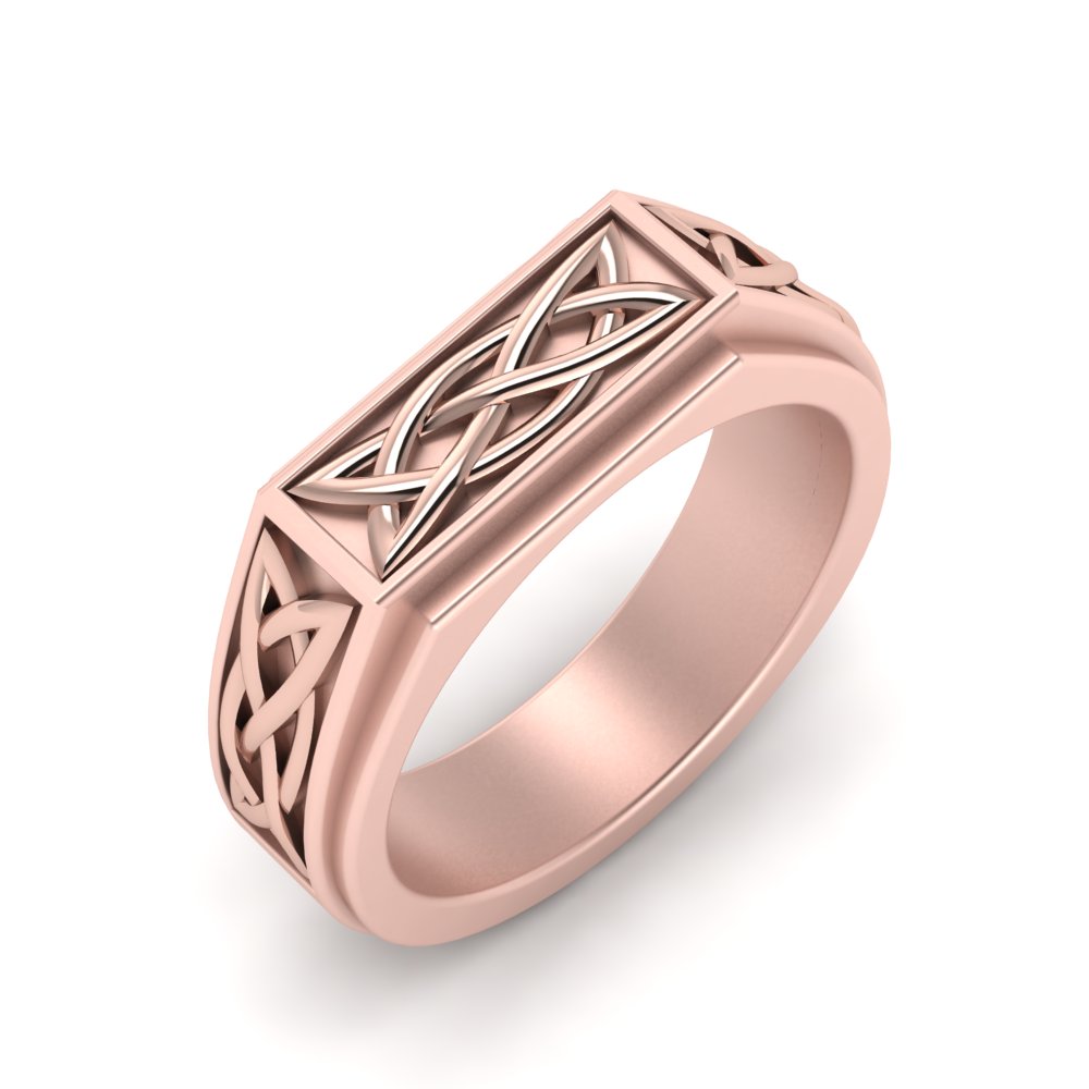 Celtic Engraved Mens Gold Ring Fascinating Diamonds