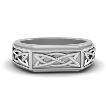 Celtic Engraved Mens Gold Ring Fascinating Diamonds
