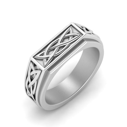 Celtic Engraved Mens Gold Ring Fascinating Diamonds